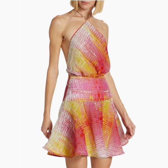 NWT💕SILVIA TCHERASSI Denita Halter Minidress in Magenta Size L - Picture 4 of 16